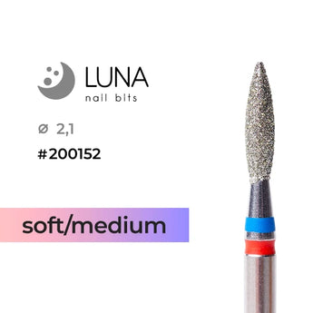 Luna Bits Dimanta frēzes uzgalis Liesma, 2,1 mm, 8 mm, vidēji mīksts, sarkani-zils