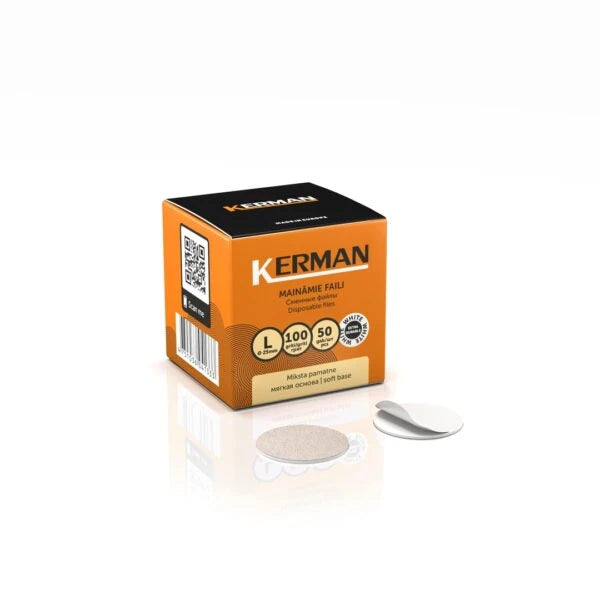 KERMAN сменные диски для педикюра L мягкая основа 100 gritt (50шт)