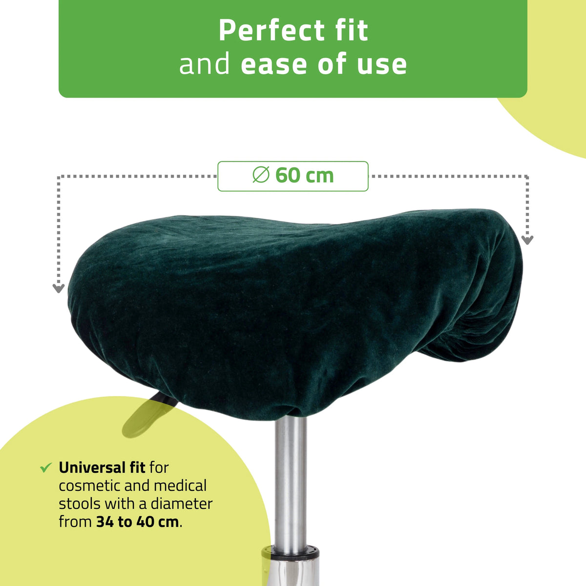 Velour cover with elastic for stool, diameter 60 cm bottle green