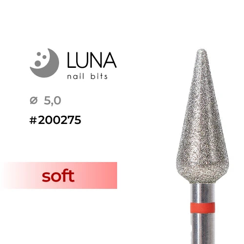 Luna Bits Dimanta frēzes uzgalis Konuss, 5,0 mm, 12,5 mm, sarkana, smalkgrauds