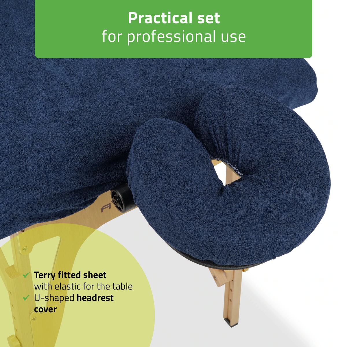 Set – Frotté lakan för hopfällbara bord – 60/165 cm, marinblå frotté huvudkuddsöverdrag