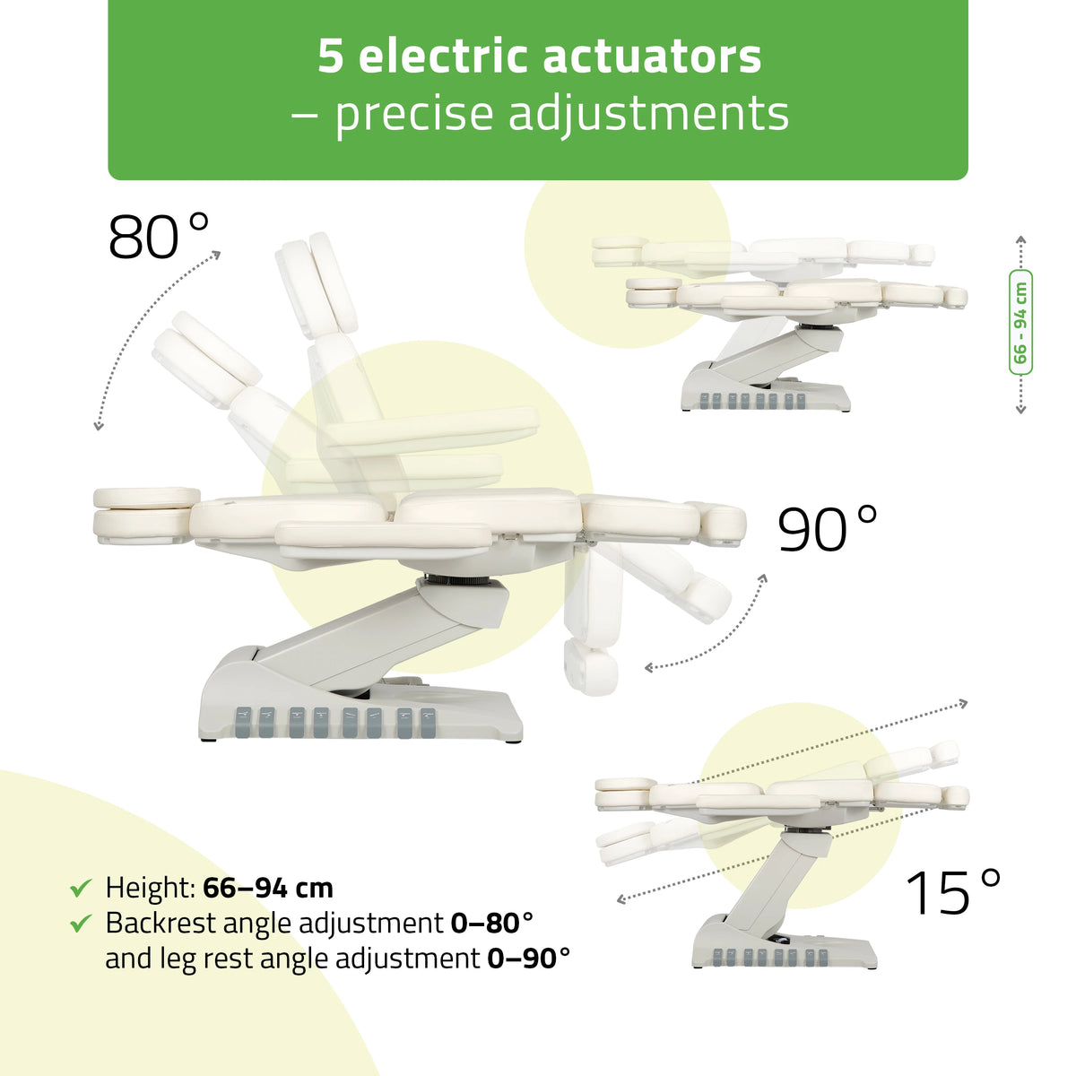 Poltrona estetista elettrica Luxoria PRO 5 K701, bianco neve