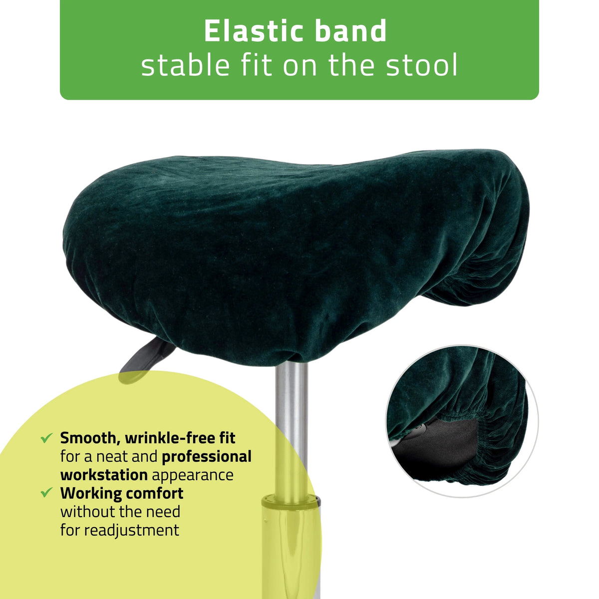 Velour cover with elastic for stool, diameter 60 cm bottle green
