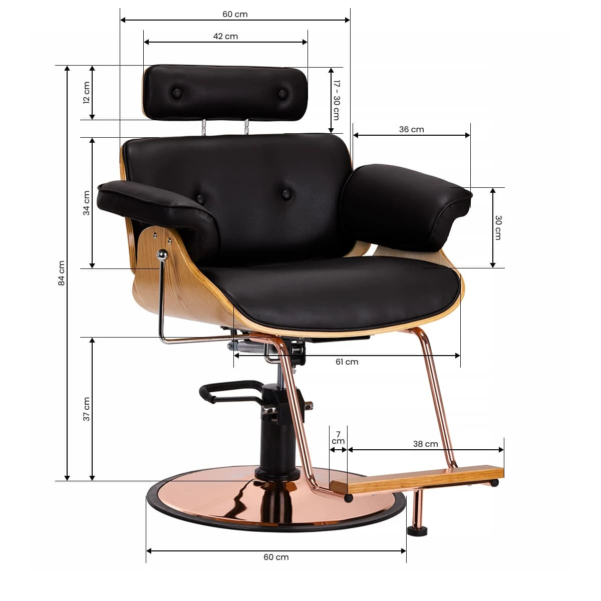 Hairdressing chair Gabbiano Florence with an adjustable black headrest