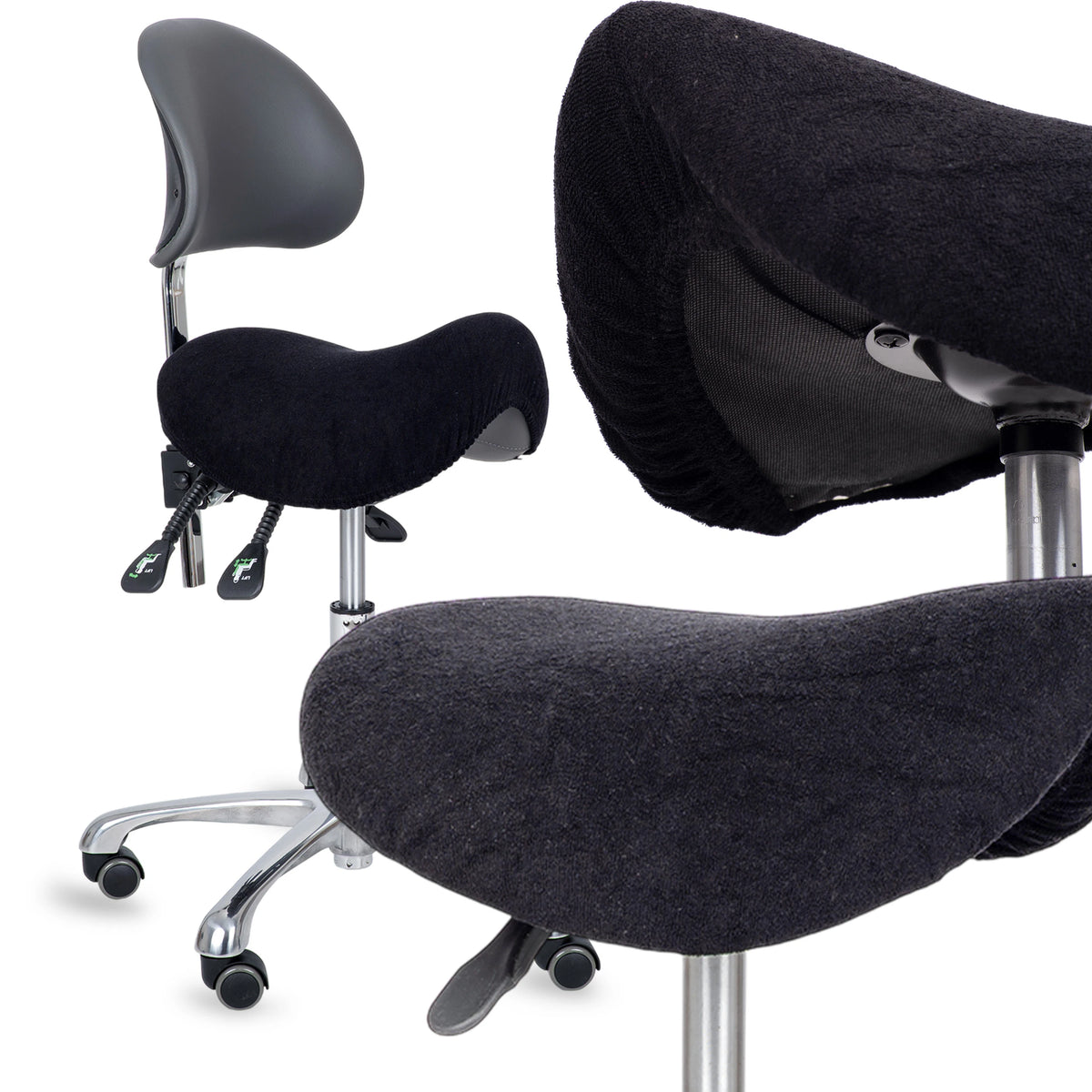 Frotte cover with elastic for stool, diameter 60 cm black