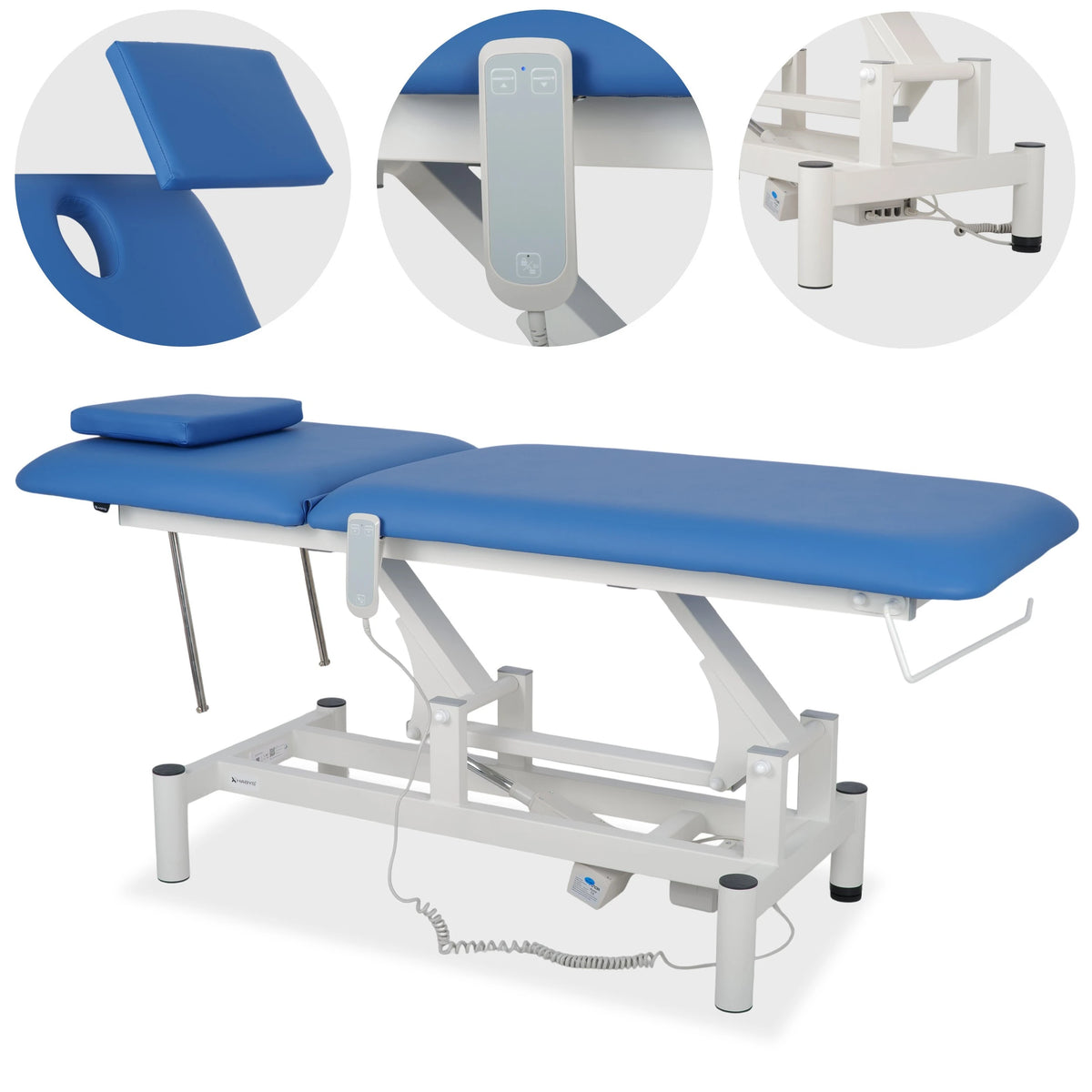 Table de massage Optima therapy, réglage hauteur électrique avec télécommande – Satin Comfort k723 bleu