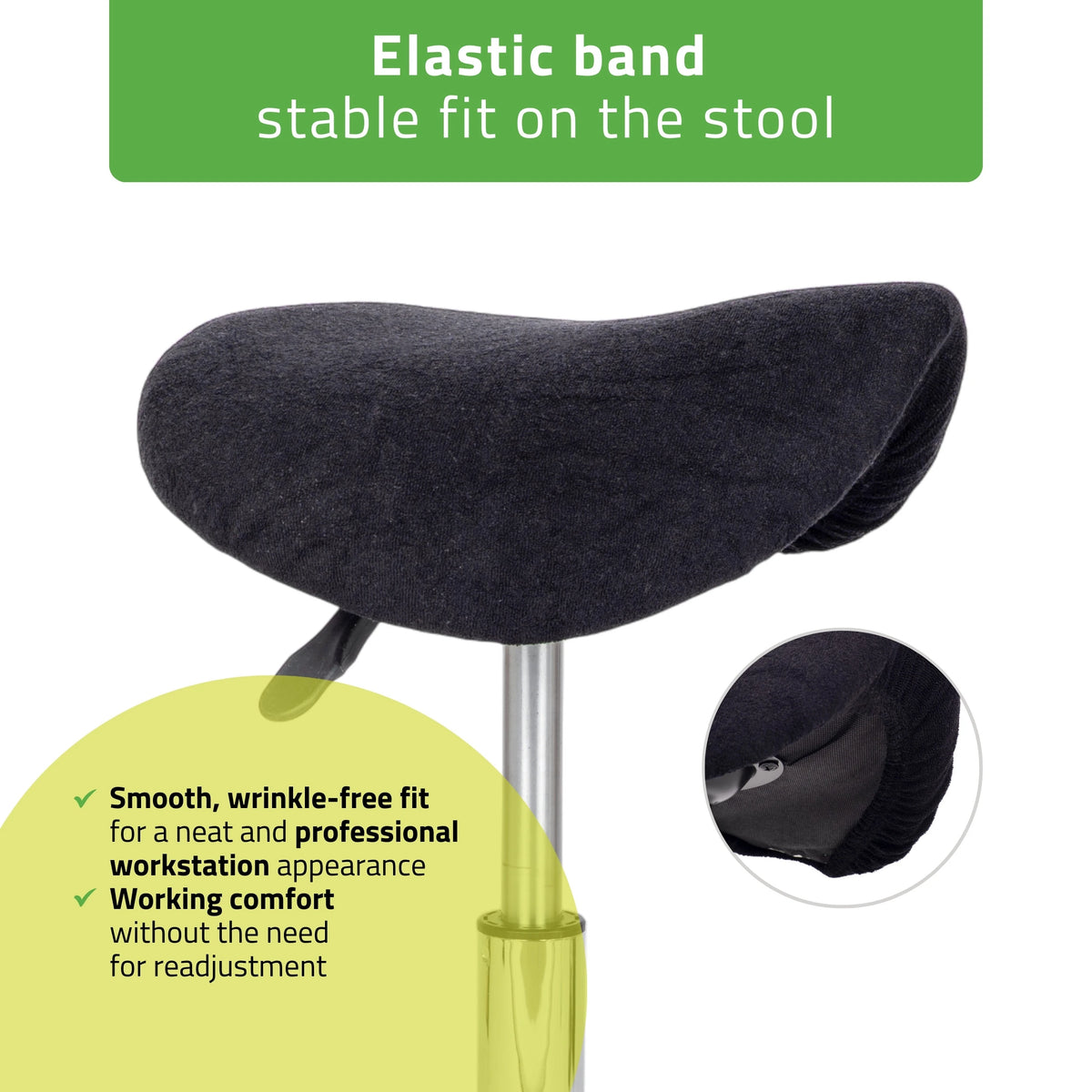 Frotte cover with elastic for stool, diameter 60 cm black