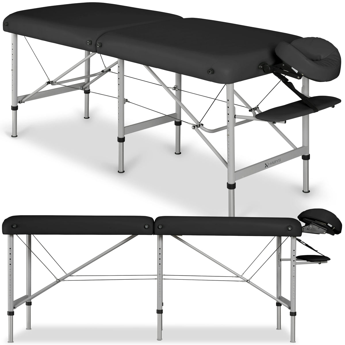 Massageliege Medmal Alu 60 Vinyl Flex K015, Schwarz