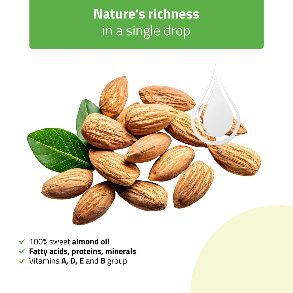 Massage Oil Nature Sweet Almond, HABYS 100 ml with dropper