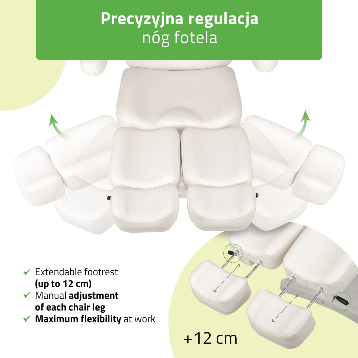 Косметологическое кресло, электрическое Elara PRO 6P, белое