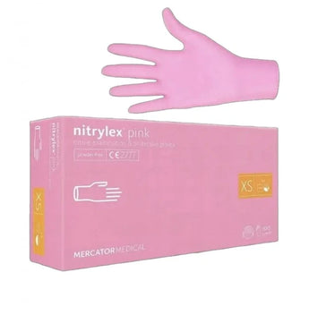 Nitrila cimdi, bez pulvera, XS, rozā, 100 gab., nitrylex®