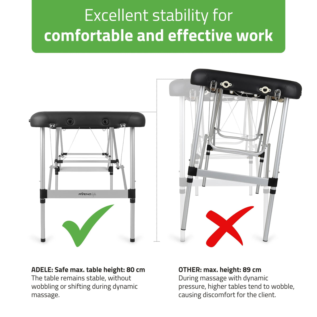 Portable massage table Adele 70 Comfy Base K515 Black