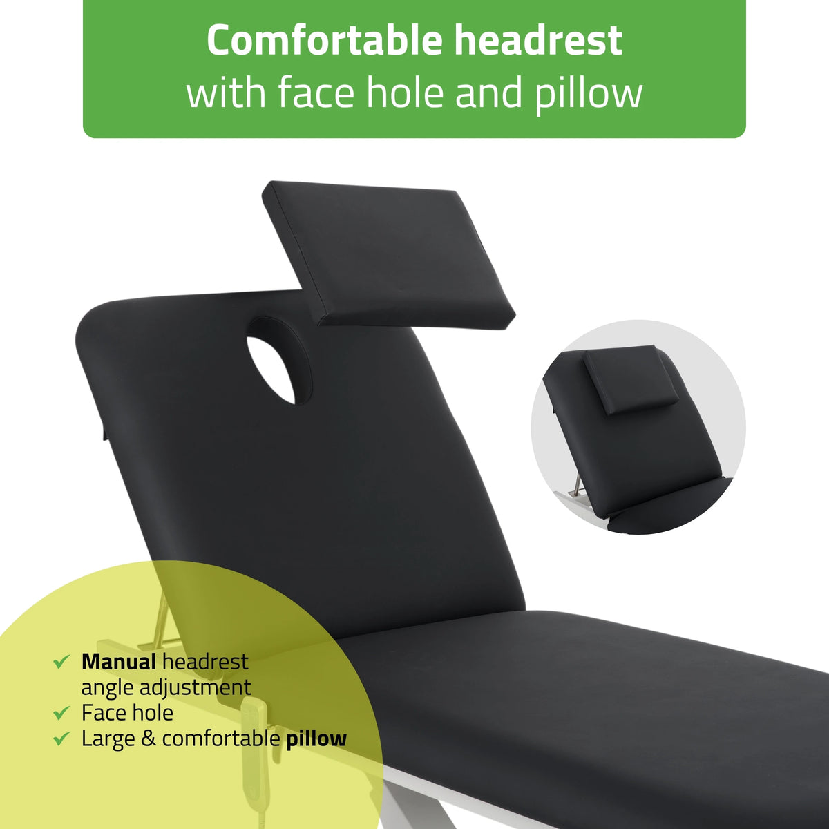 Optima therapy table, electric height adjustment with hand remote – Satin Comfort k715 black