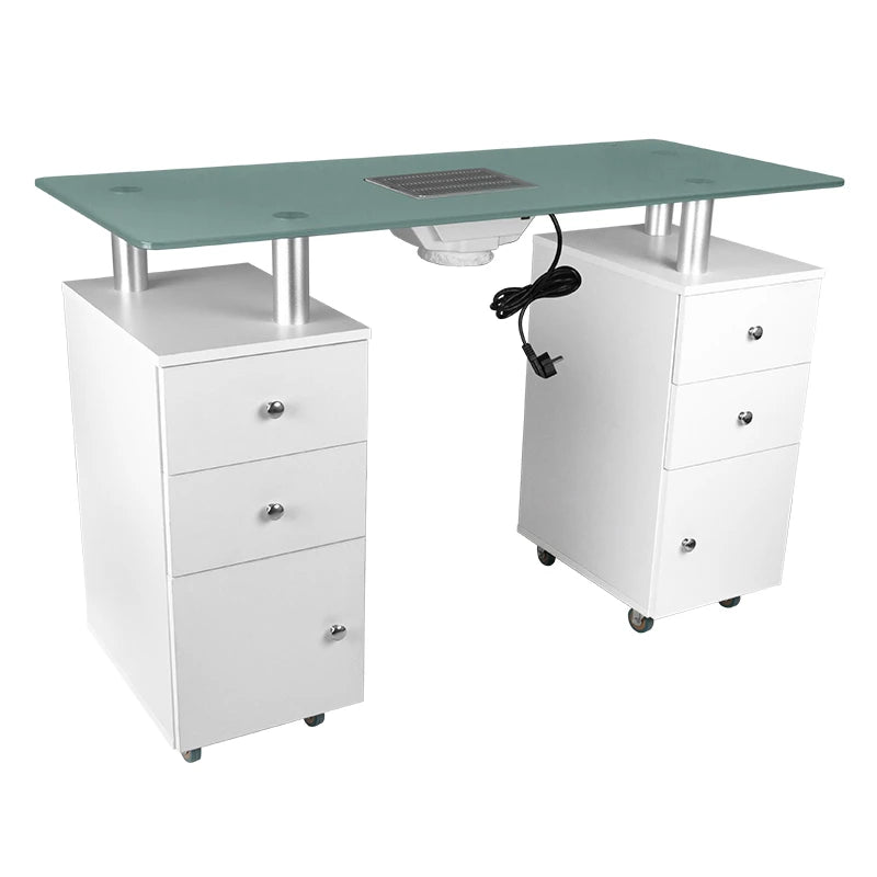 Kozmetikai asztal üveg 317, fehér, abszorberrel