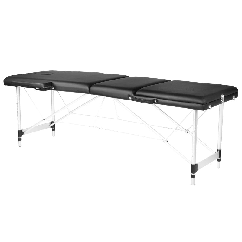 3-section black comfort massage table made of aluminum