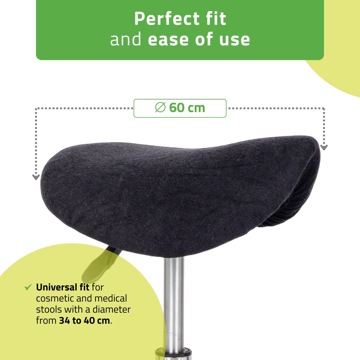 Frotte cover with elastic for stool, diameter 60 cm black