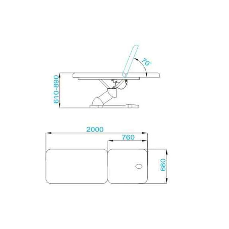 Lit électrique pour massage azzurro 808 2 pot. Blanc
