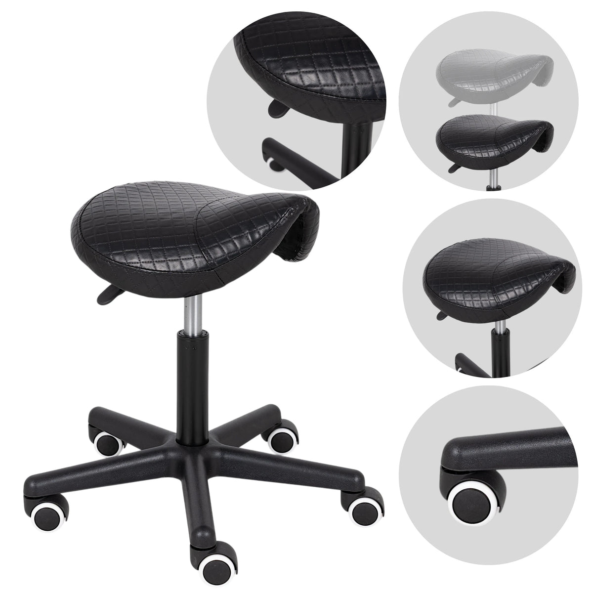 Saddle stool LUMO, Comfy Base k515 quilted black