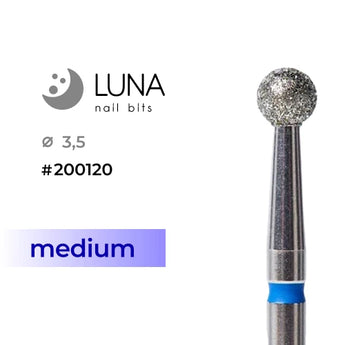 Luna Bits Dimanta frēzes uzgalis Lodīte, 3,5 mm, zila, vidēja granulācija