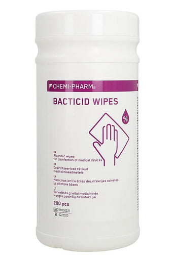 Salvetes medicīnas ierīču ātrai dezinfekcijai BACTICID WIPES, 200 gab.