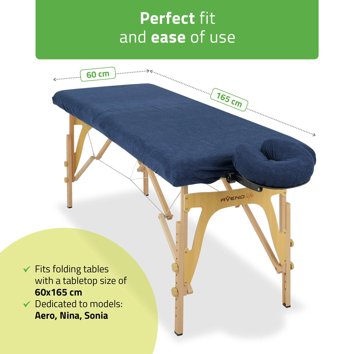 Set – Frotté lakan för hopfällbara bord – 60/165 cm, marinblå frotté huvudkuddsöverdrag