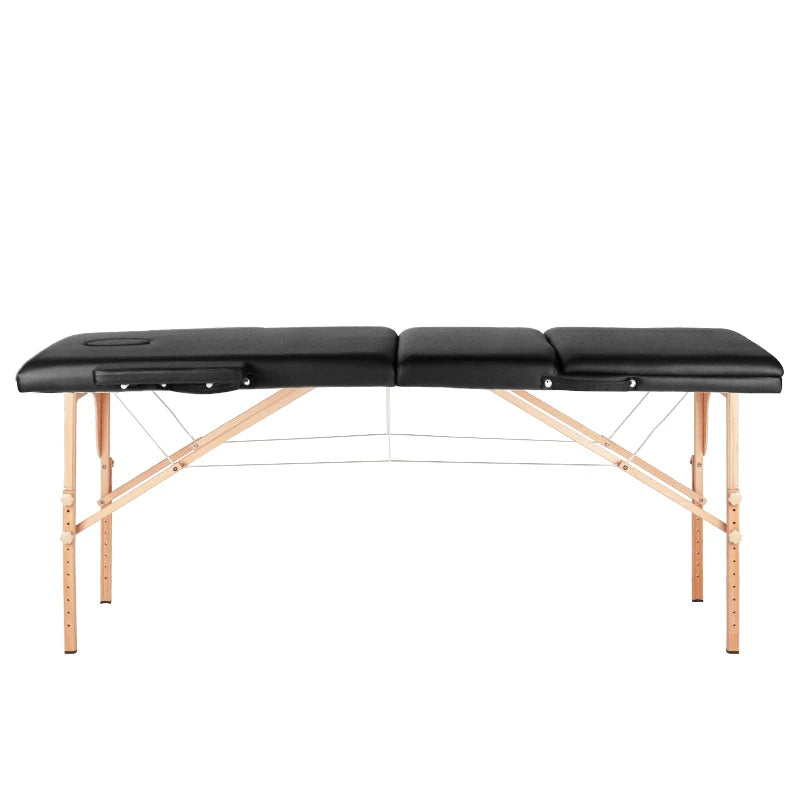 3-section black comfort massage table, wood comfort