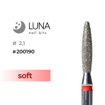 Luna Bits Dimanta frēzes uzgalis noapaļots liesmiņas veids 2,1-10, sarkana