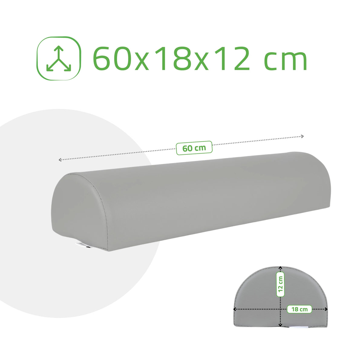 Semi Round Bolster 60x18x12 - K5522 Gray