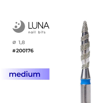 Luna Bits Dimanta frēzes uzgalis Tornado Liesma, 1,8-10, zila, vidēja granulācija