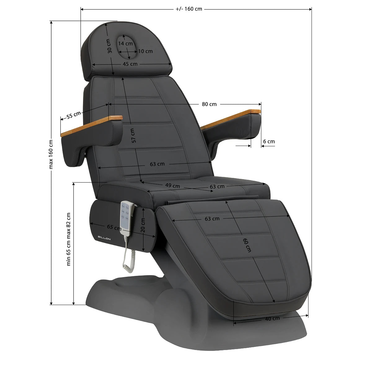 Sillon Elektrische behandelstoel LUX 273b, 3 motoren, grijs