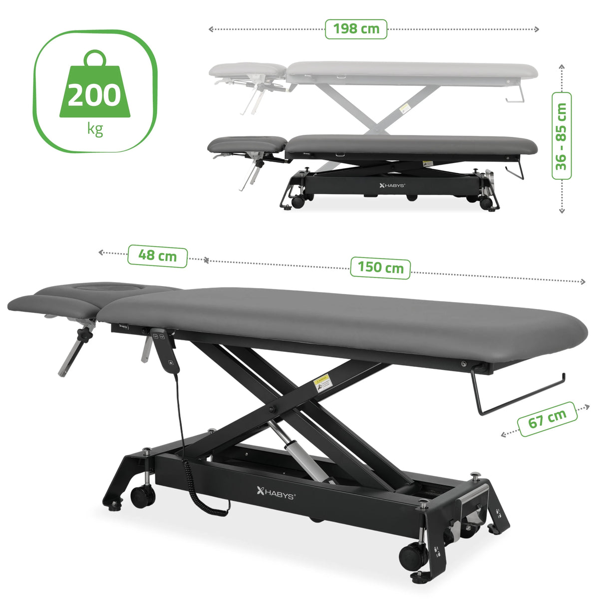 Evero Cross X4 table de massage électrique avec télécommande, coussin ERGO, Touch Core k322 grise