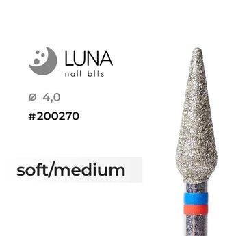 Luna Bits Dimanta frēzes uzgalis konuss, 4,0 mm/12, sarkana/Vidēja