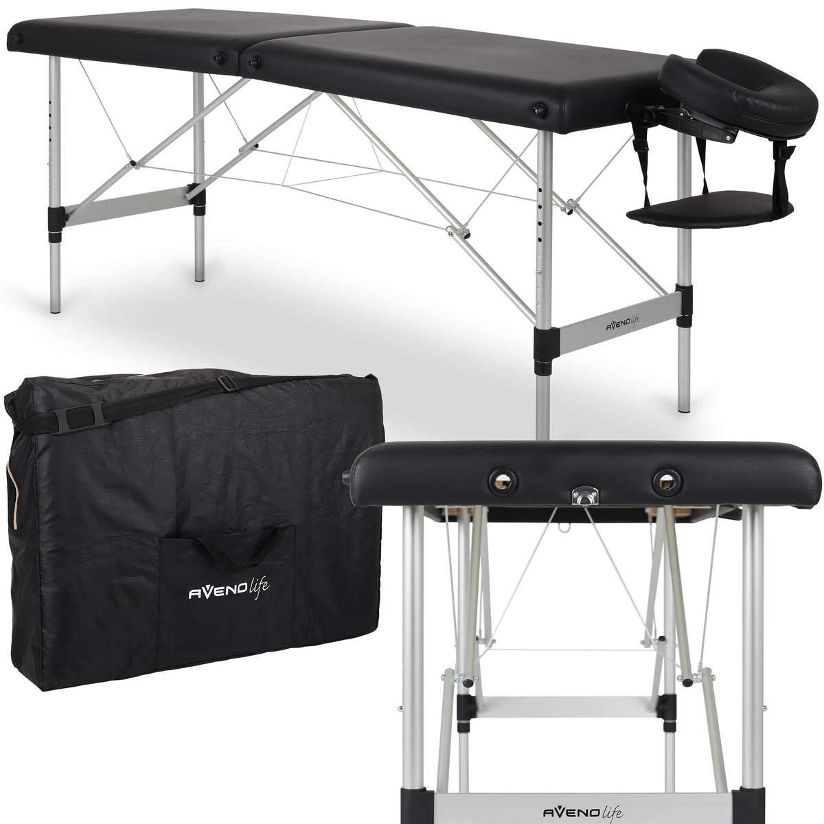 Kokkupandav massaažilaud Nina Comfy Base K515, must