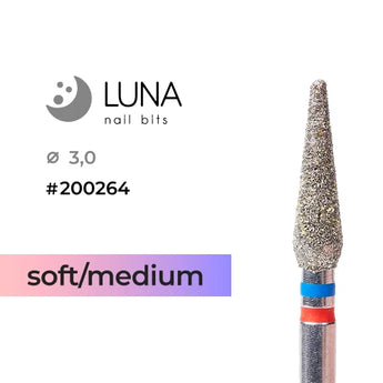Luna Bits Dimanta frēzes uzgalis Konuss 3,0 12 MS, sarkanā/zilā