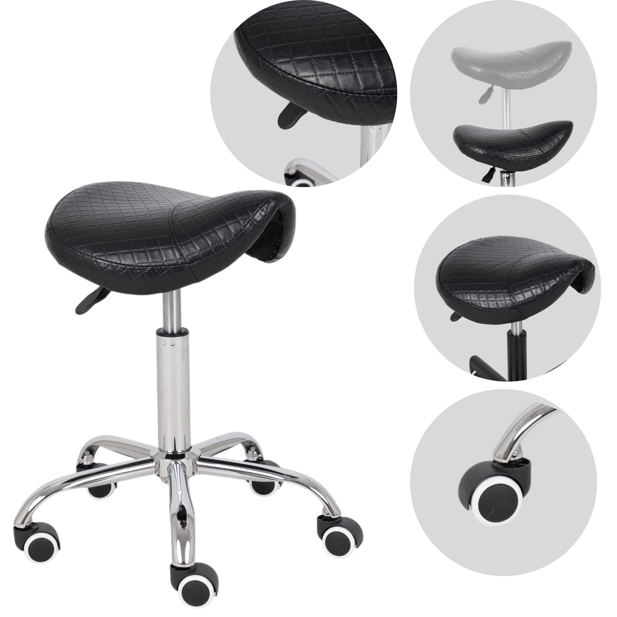 Sedlo stolica LOFI, Comfy Base k515 s prošivanjem, crna