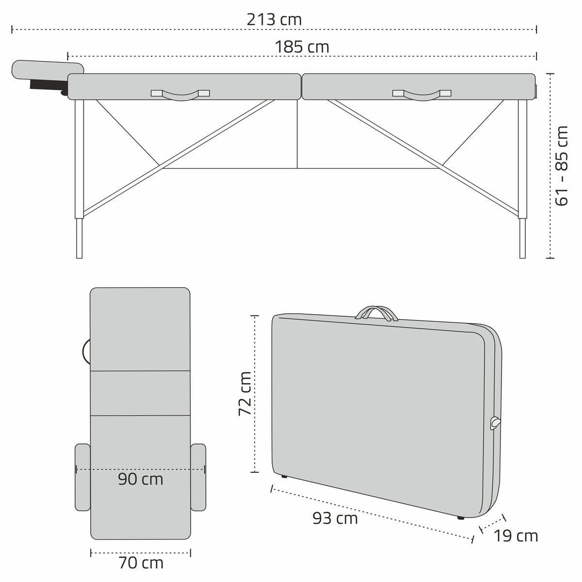 Pārnēsājams masāžas galds Bianca Comfy Base K533, bēša