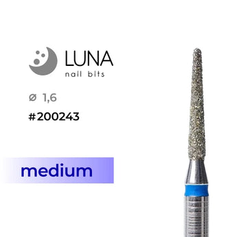 Luna Bits Dimanta frēzes uzgalis noapaļots konuss, 1,6-10 mm, zila, vidēja granulācija