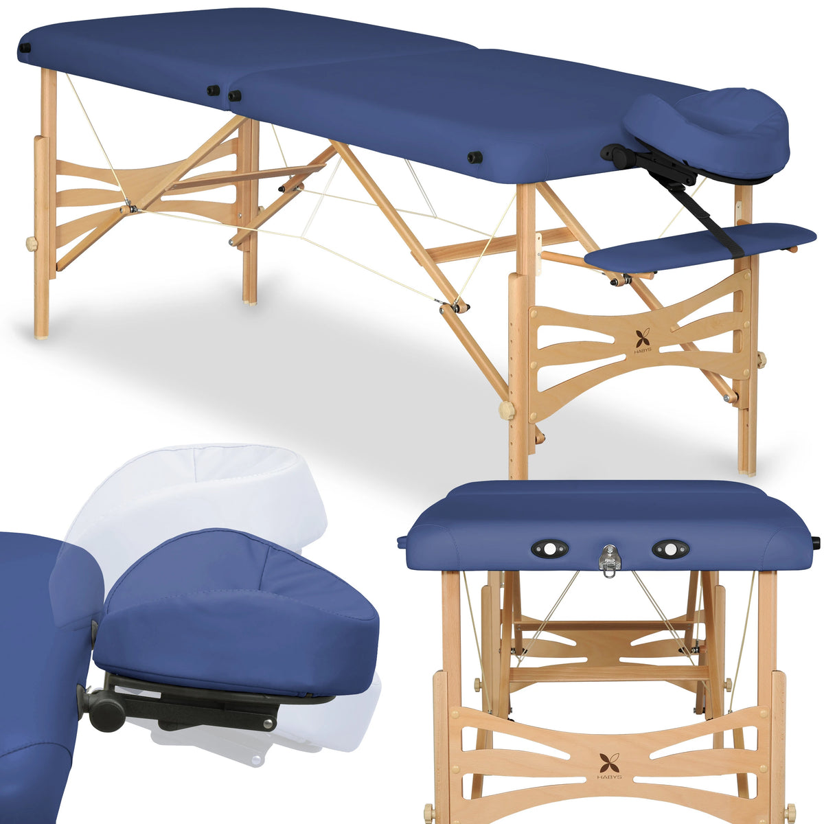 Massage Table Panda Light Wood 70 Vinyl Flex K012 Navy Blue