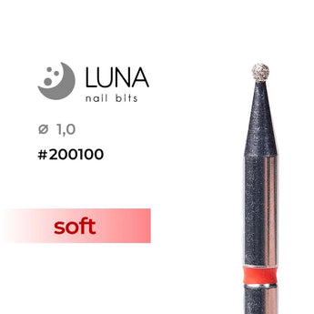 Luna Bits Dimanta frēzes uzgalis Lodīte 1,0 M, sarkana, smalkgraudaina