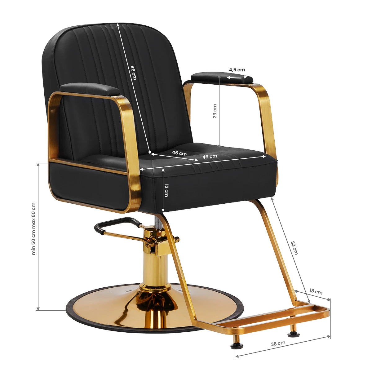 Hairdressing chair Gabbiano Acri gold - black