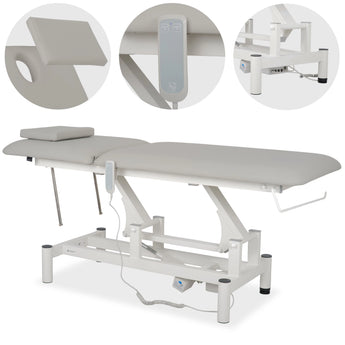 Table de massage Optima Therapy, ajustement électrique en hauteur avec télécommande – Satin Comfort k729 grise