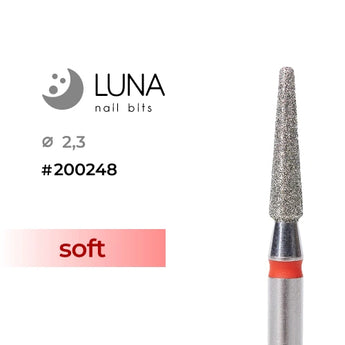 Luna Bits Dimanta frēzes uzgalis noapaļots konuss, 2,3-10 mm, sarkana, smalkā granulācija