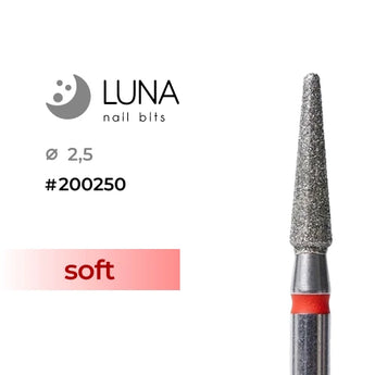 Luna Bits Dimanta frēzes uzgalis, noapaļots konuss 2,5-10 mm, sarkana, smala griežamā virsma