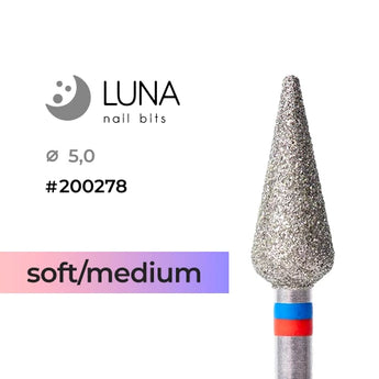 Luna Bits Dimanta frēzes uzgalis Konuss, 5,0 x 12,5 mm, smalka/vidēja, sarkanā kastē