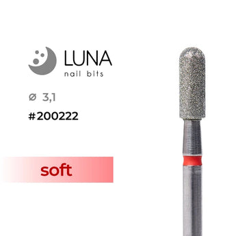 Luna Bits Dimanta frēzes uzgalis noapaļots cilindrs (mikrofons), 3,1-8 mm, sarkana, smalka