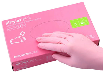 Nitrila cimdi, bez pulvera, PINK S, rozā, 100 gab., nitrylex®