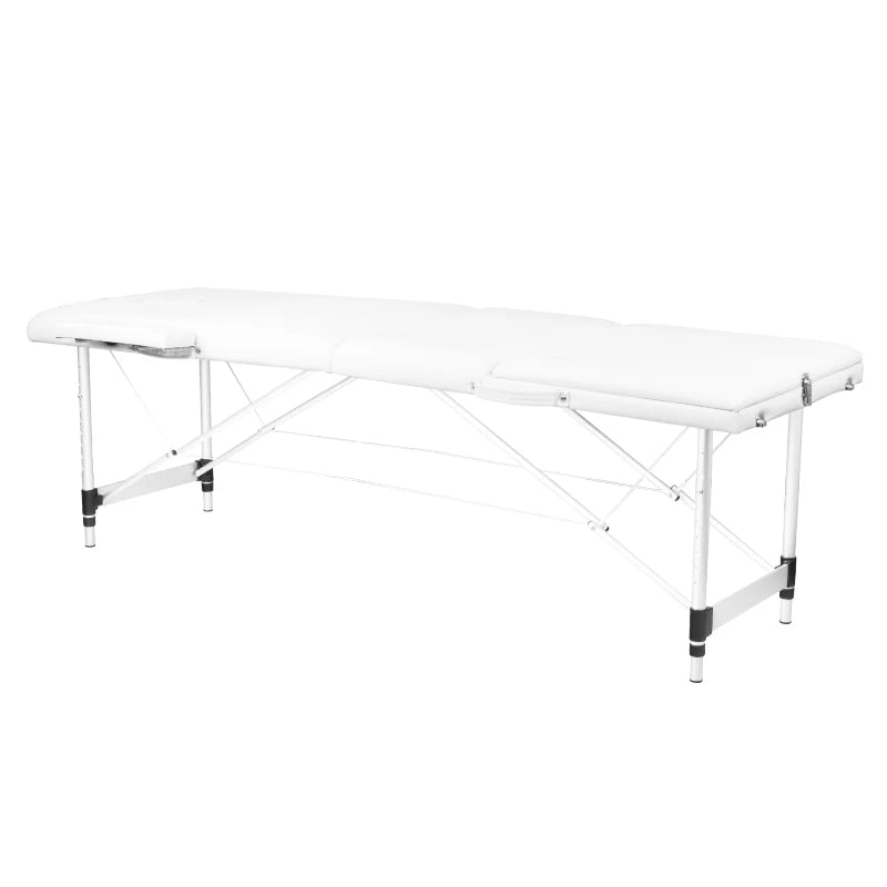 3-section aluminum comfort massage table, white