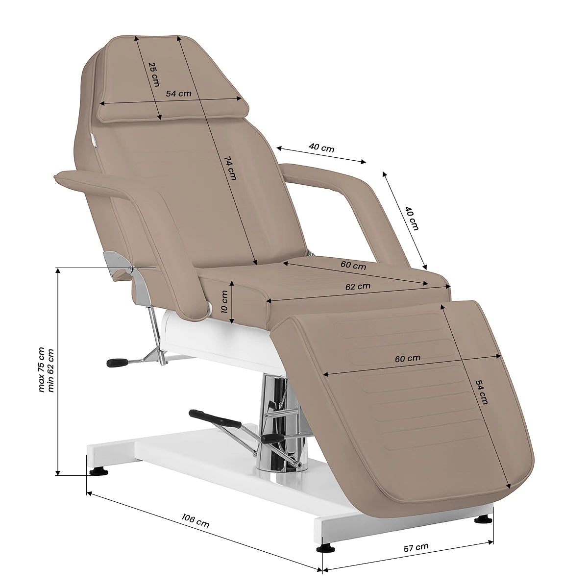 Sillon Hüdrauliline Kosmeetiku kliendivoodi V2 210, pruun