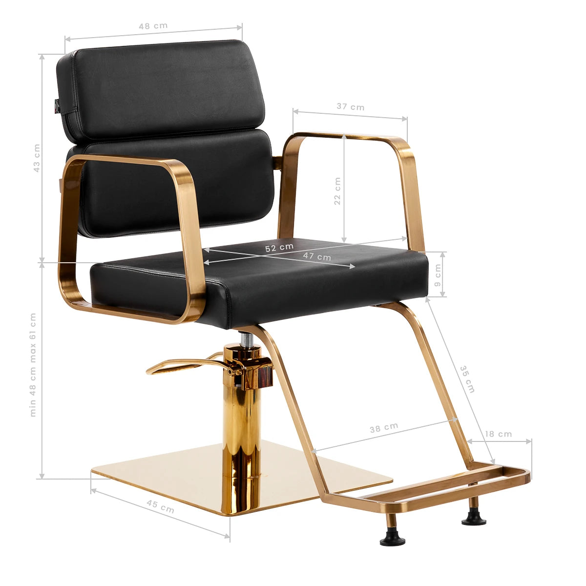 Hairdressing chair Gabbiano Porto, gold-black
