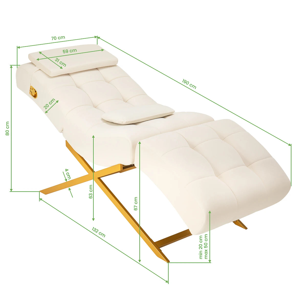 Косметологическое кресло для наращивания ресниц Sillon Umbra, белое с золотым основанием